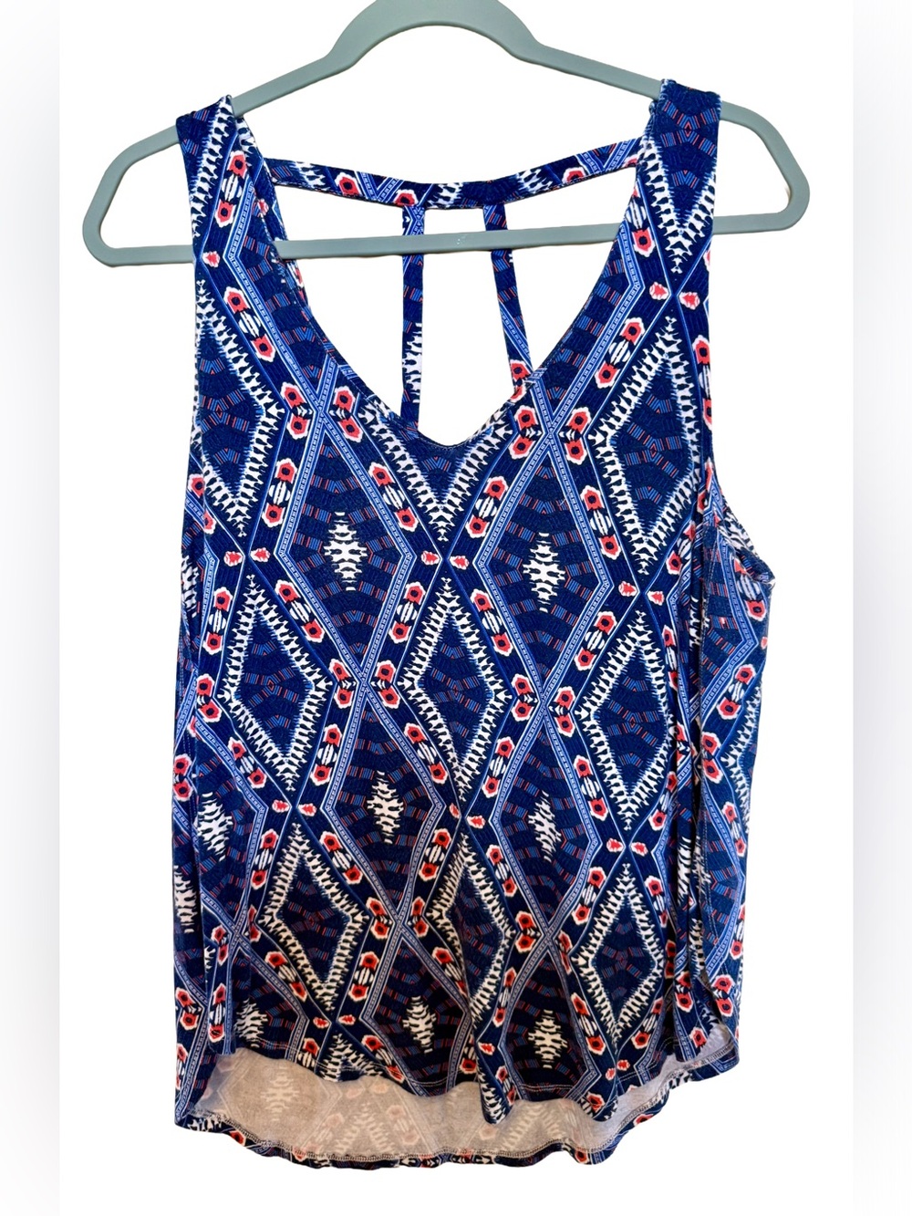 EUC Lemon Tart Sleeveless Blue Geo Print Tank Top